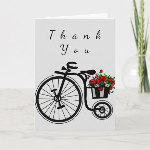 Thank You Card Romantic Bicycle with Flowers
