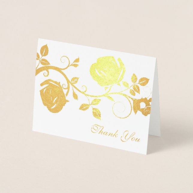 Thank You Card-Rose Vine Foil Card (Front)