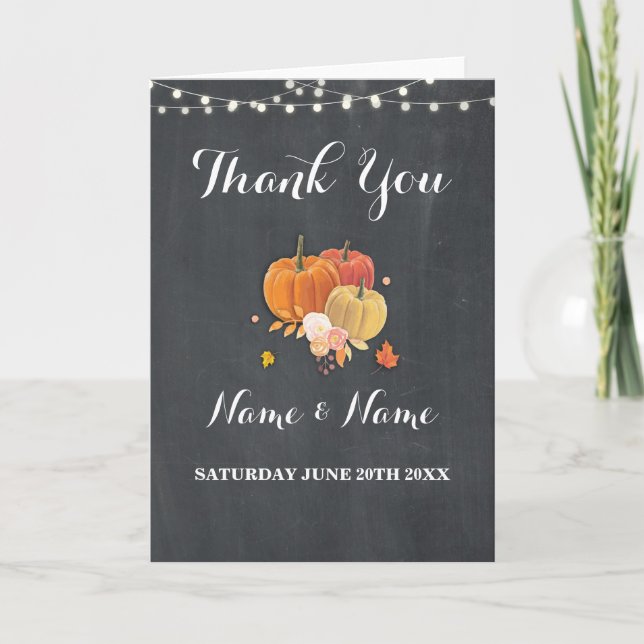 Thank You Card Rustic Pumpkin Wedding Engagement (Front)