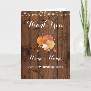 Thank You Card Rustic Pumpkin Wedding Engagement