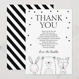 Thank You Card Safari Animals Baby Shower Birthday