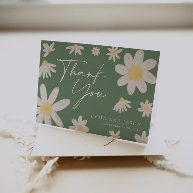 Thank You Card Sage Green Daisy (Creator Uploaded)