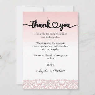 Thank You Card, Script Thank You Card, Lace