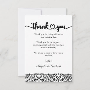 Thank You Card, Script Thank You Card, Lace Card