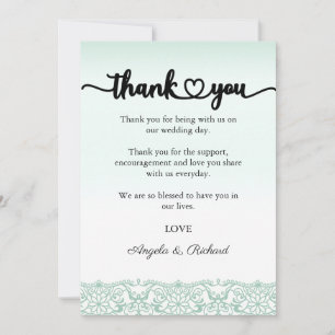 Thank You Card, Script Thank You Card, Lace Card