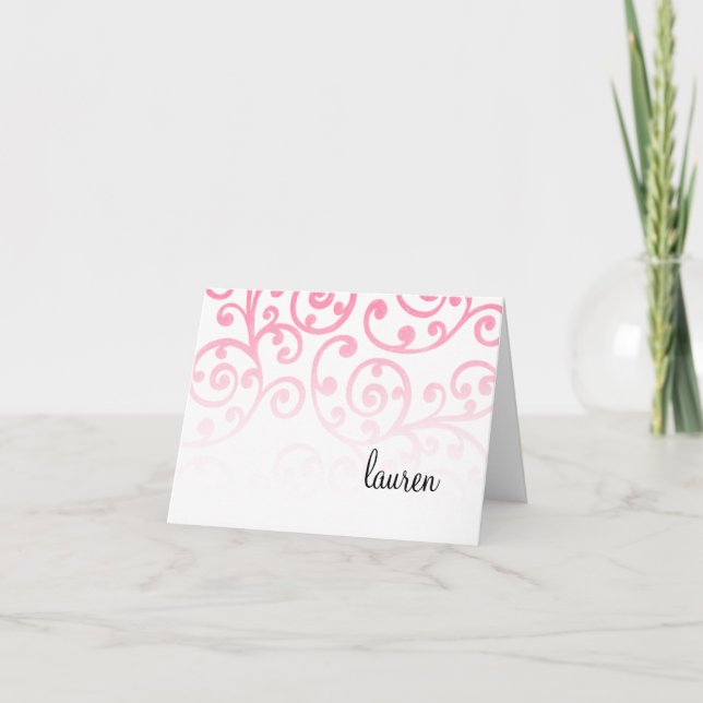 Thank You Card Scroll Pattern Pink (Front)