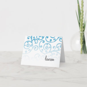 Thank You Card Scroll Pattern Turquoise