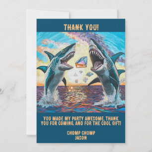Thank you Card- Sharks Breaching for Shiny Gems- Invitation