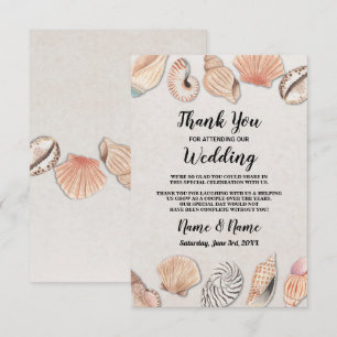 Thank You Card Shells Ocean Beach Wedding