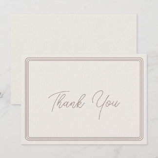 Thank You Card Simple Brown Beige Border 