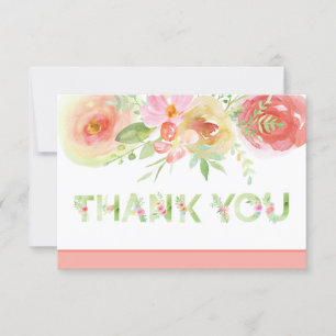Thank You Card, Spring Watercolor Flowers Card