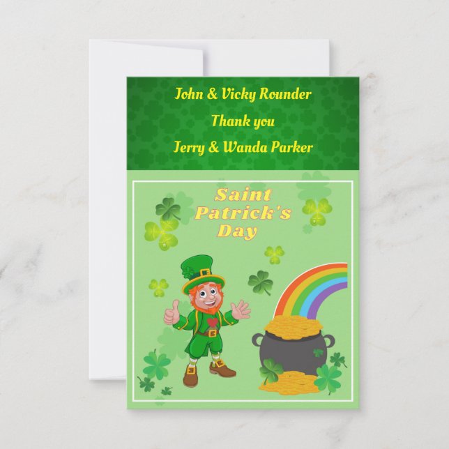 Thank you, card St. Patrick's Day, (Front)