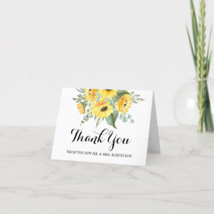 Thank You Card Sunflowers Greenery Wedding Bridal