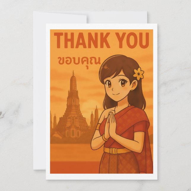Thank You Card - Thai Girl Greeting in Bangkok (Front)