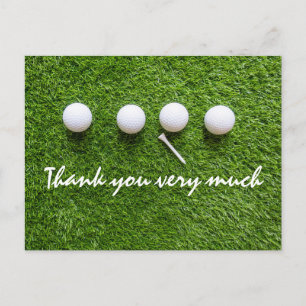 Thank you card to golfer with golf ball on green