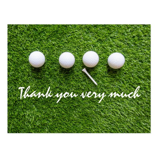 Thank you card to golfer with golf ball on green Zazzle.co.uk