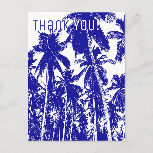 Thank You Card. Tropical Palm Trees Design Postcard (Front)