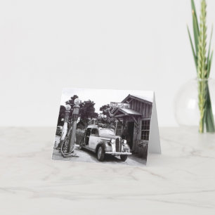THANK YOU Card Vintage Car Packed For Move Travel