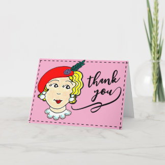 Thank you card, vintage style, folded card. card