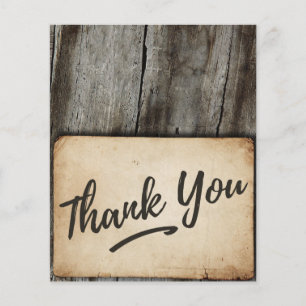 Thank You card -  vintage, wood background, rustic