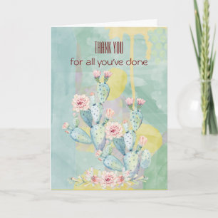 Thank You Card Watercolor Cactus