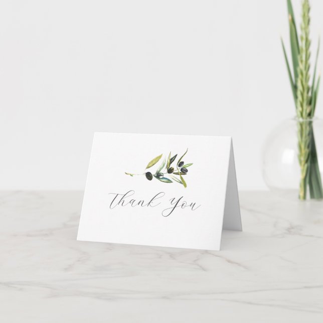 Thank You Card Watercolor Olive Branch (Front)