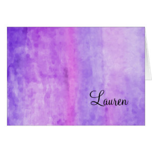 Thank You Card Watercolor Streaks Purple