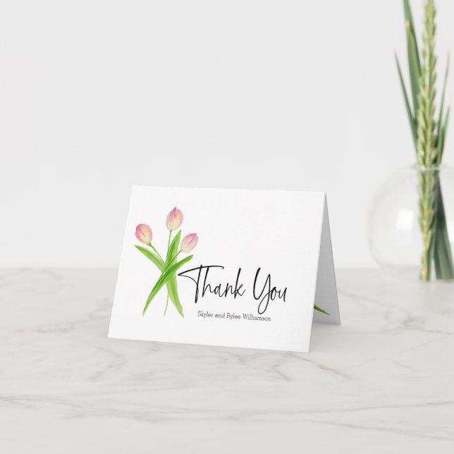 Thank you Card - Watercolor Tulips design (Front)
