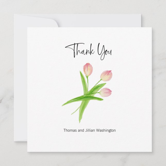 Thank you Card Watercolor Tulips Personalised (Front)