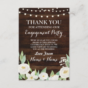Thank You Card Wedding Wood White Flowers