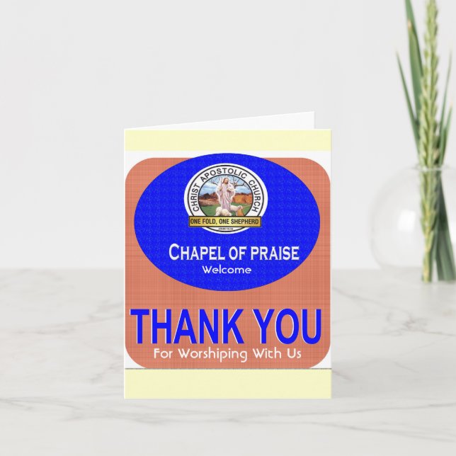 THANK YOU CARD, Welcome , For Worshiping With Us (Front)