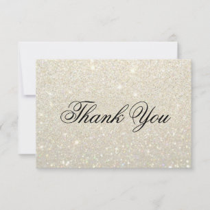 Thank You Card - White Gold Glit Fab