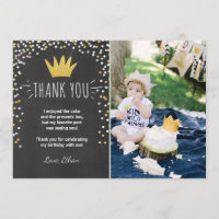 Thank you card Wild things Birthday Gold Boy Crown