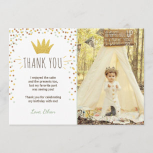 Thank you card Wild things Birthday Gold Boy Crown