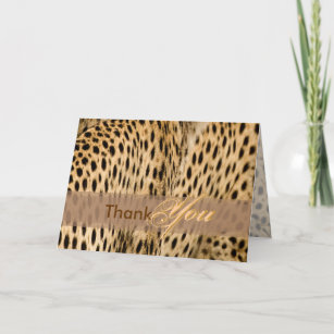 Thank You card, with cheetah skin