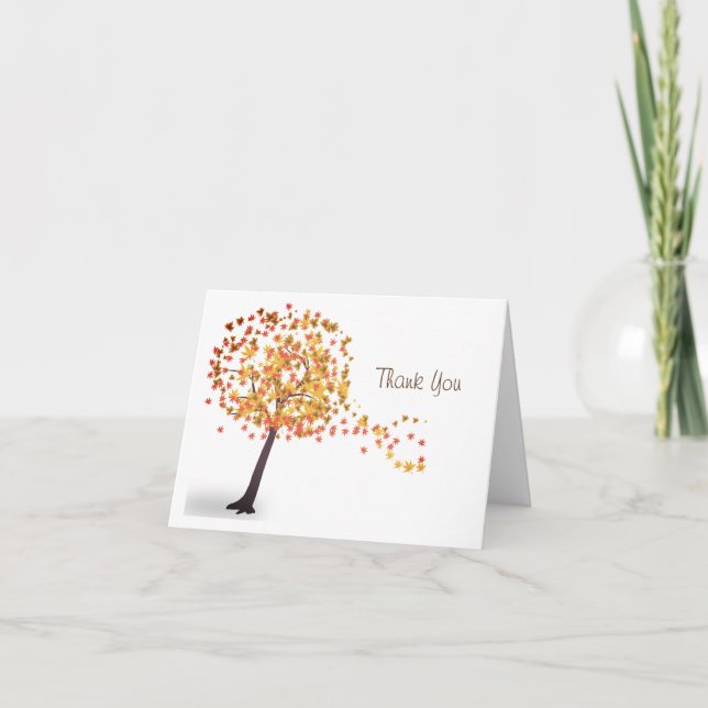 Thank You Card with Fall Theme (Blank Inside) (Front)