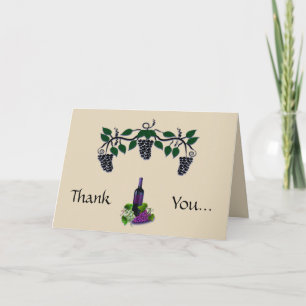 Thank you Card With Graphic of Wine and grapes