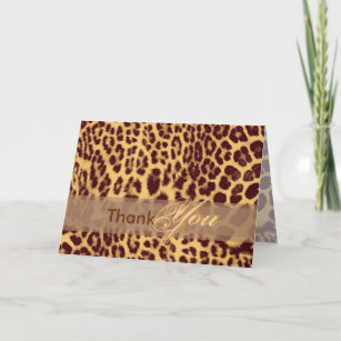 Thank You card, with leopard skin