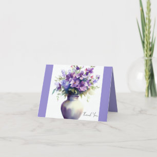 Thank You Card with Purple Floral Design