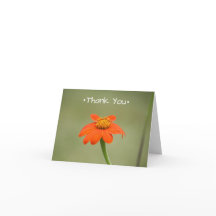 Thank You Card With Small Orange Flower