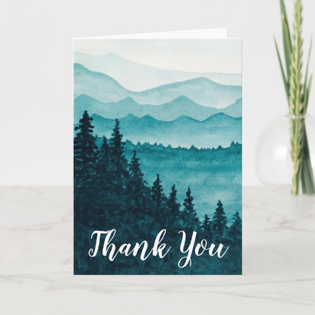 Thank you card with water colour mountain (Front)