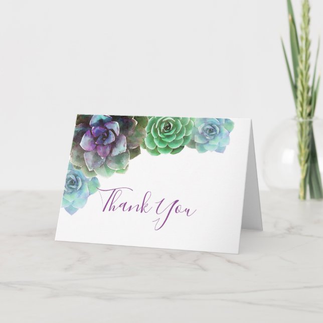 Thank you card with watercolor succulents (Front)