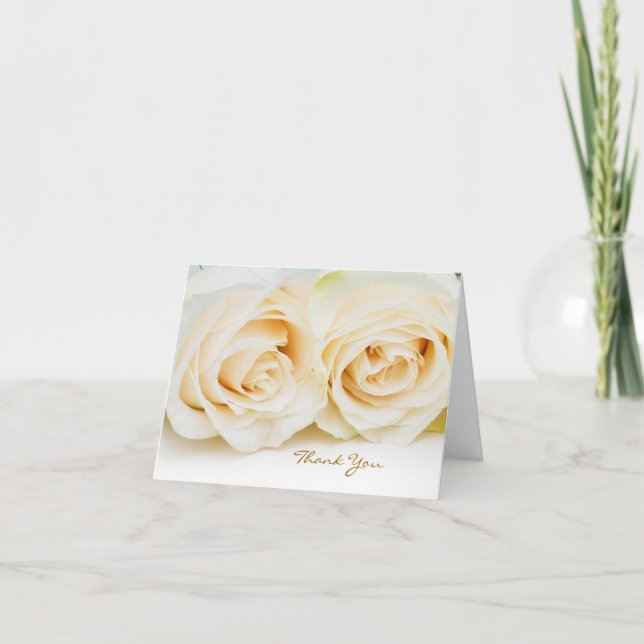 Thank you card with white-cream  roses. (Front)