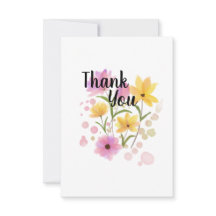 Thank You Card with Yellow and Purple Flowers