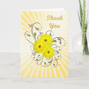 Thank you card with yellow flowers