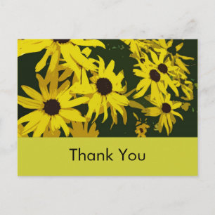Thank you card, yellow daisy flowers. postcard