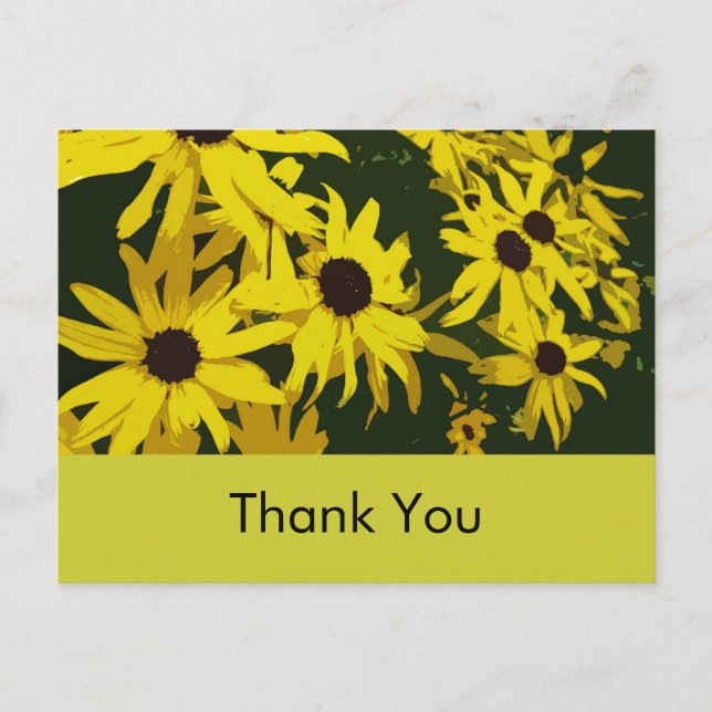 Thank you card, yellow daisy flowers. postcard (Front)