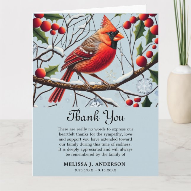 thank you cards after funeral - Cardinal Funeral  (Front)
