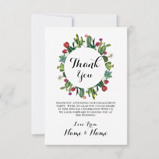 Thank You Cards Cactus Wreath Fiesta Wedding (Front)