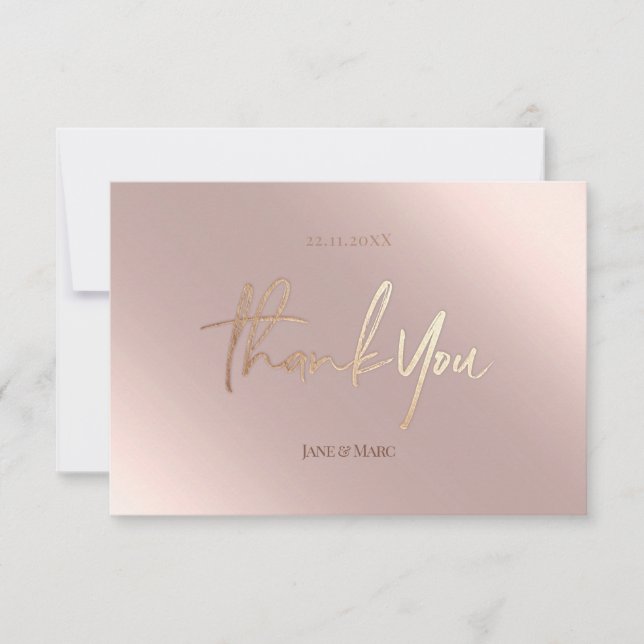 Thank You Cards Faux Foil Rosegold Postcard (Front)